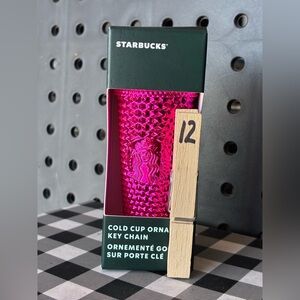 Starbucks Studded Metallic Pink Miniature Cup Keychain